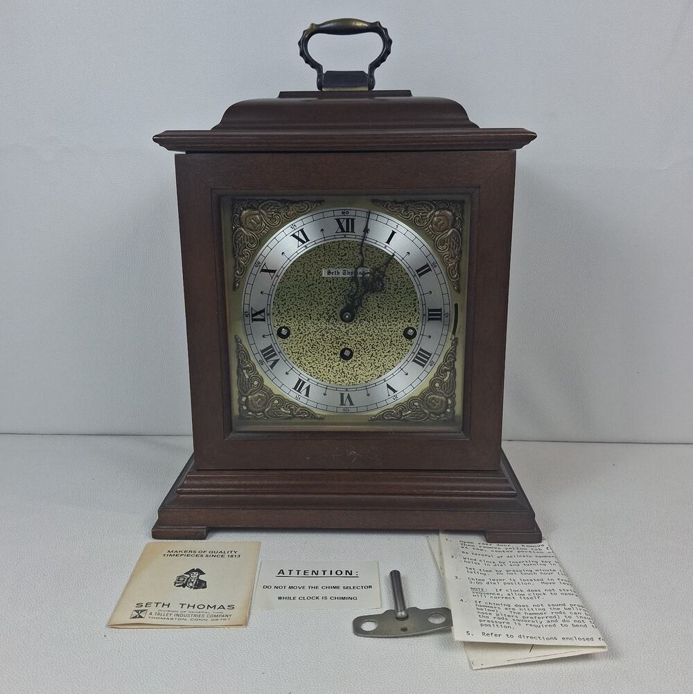 Vintage Seth Thomas Legacy 3W Mantel Clock Model 1314 German Movement Chime